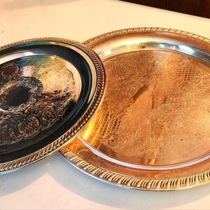 Vintage Leonard Silverplated Round Platters 12 inches